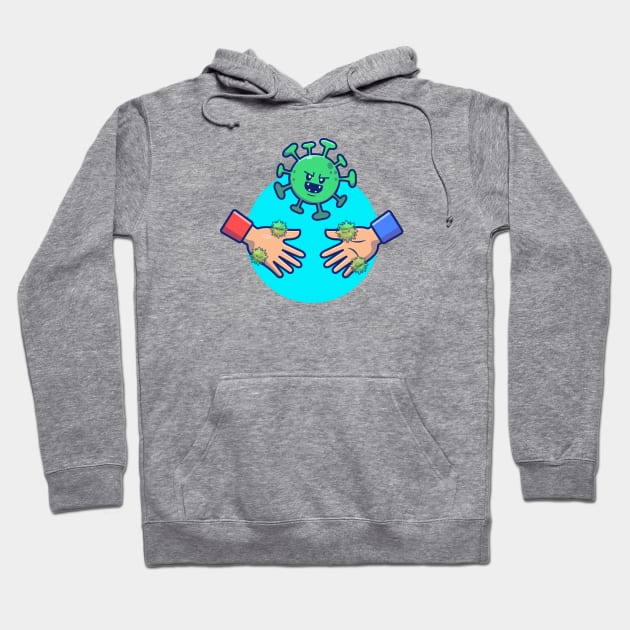 Hand shake with cute virus cartoon 1 Hoodie by Catalyst Labs